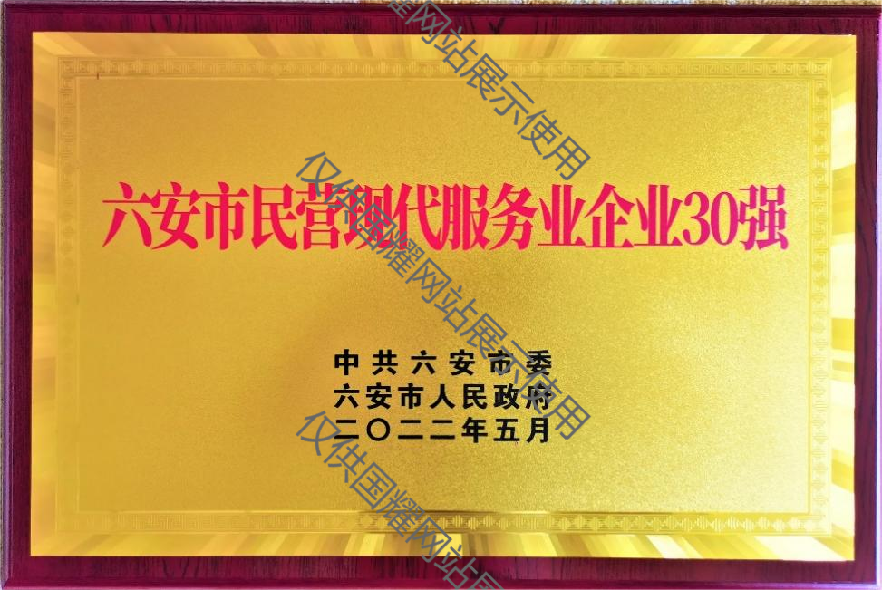 六安市民營現(xiàn)代服務業(yè)企業(yè)30強